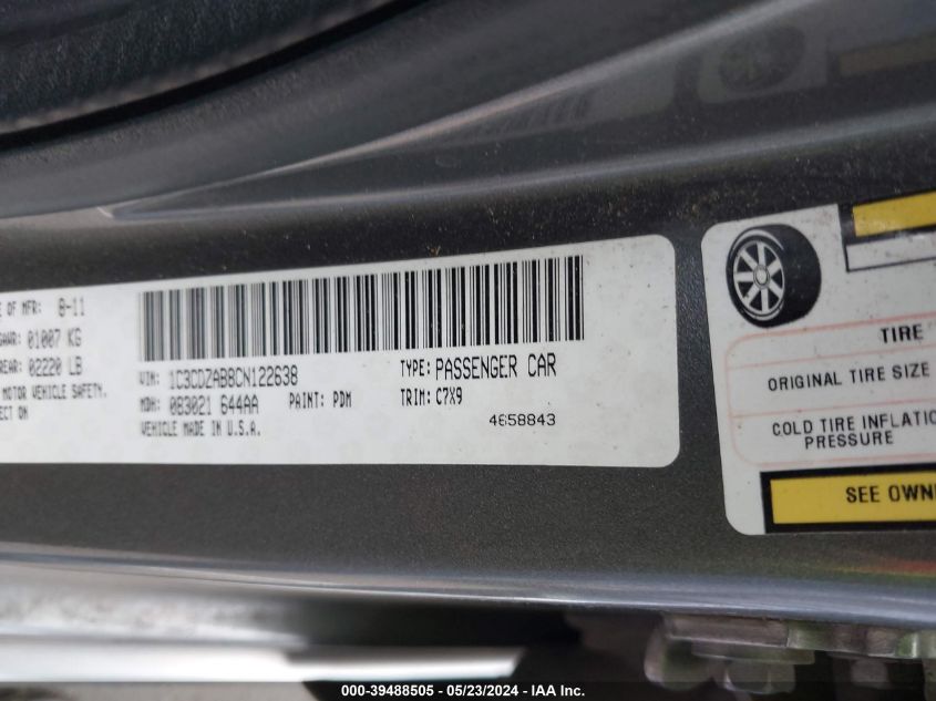 2012 Dodge Avenger Se VIN: 1C3CDZAB8CN122638 Lot: 39488505