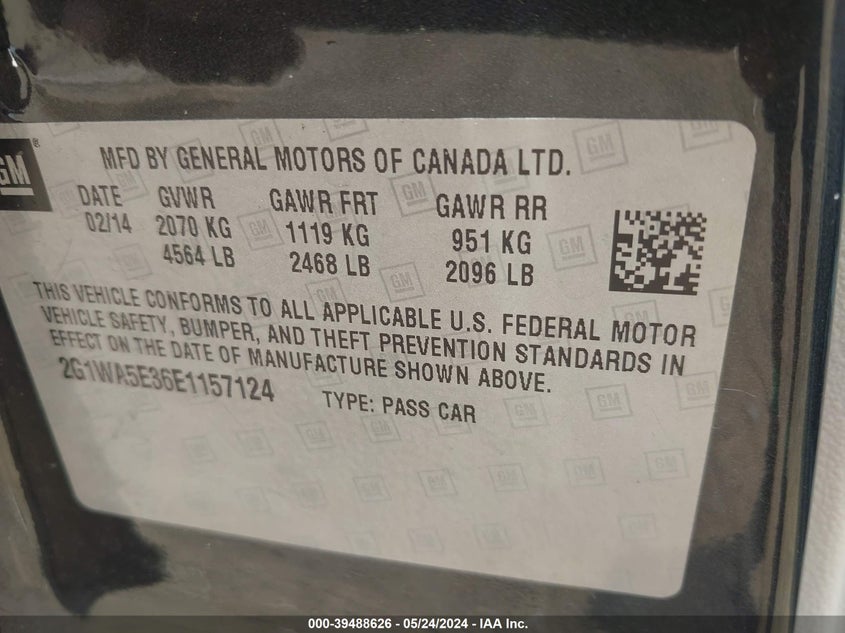 2014 CHEVROLET IMPALA LIMITED LS - 2G1WA5E36E1157124