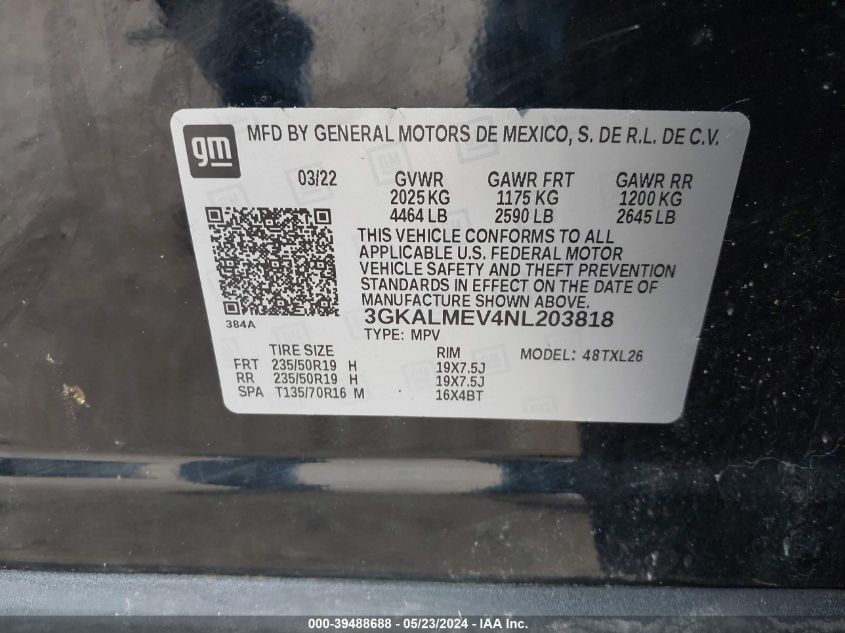 2022 GMC Terrain Fwd Sle VIN: 3GKALMEV4NL203818 Lot: 39488688