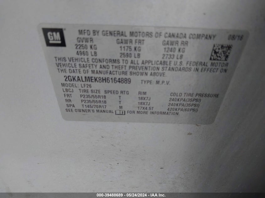 2017 GMC TERRAIN SLE - 2GKALMEK8H6164889