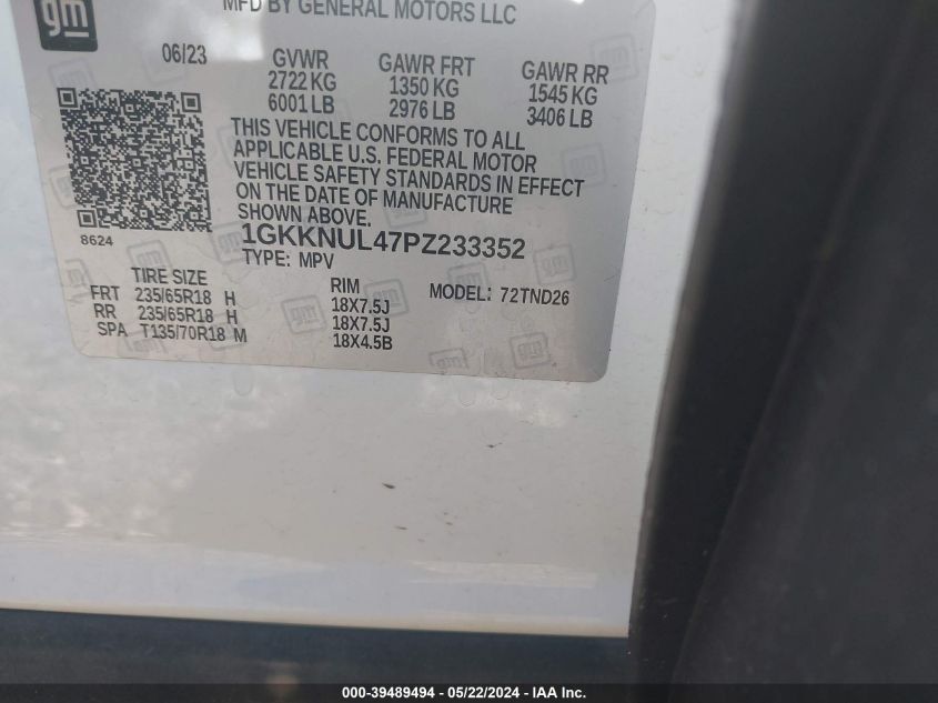 2023 GMC ACADIA SLT - 1GKKNUL47PZ233352