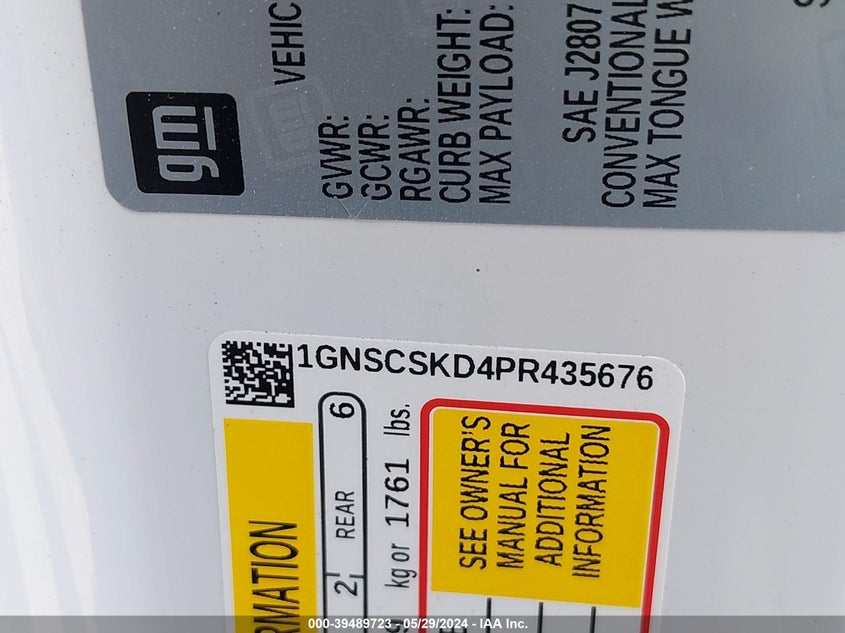 2023 Chevrolet Tahoe 2Wd Premier VIN: 1GNSCSKD4PR435676 Lot: 39489723