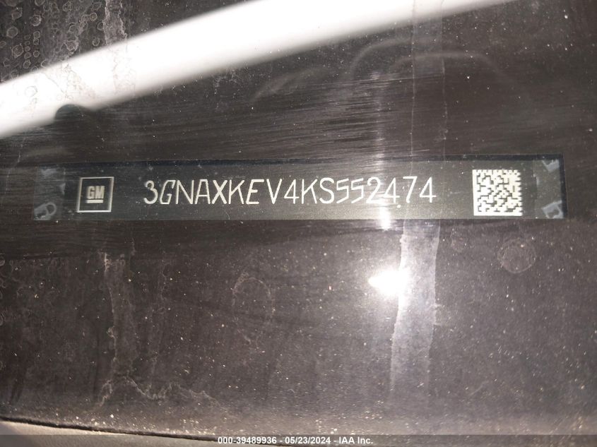 2019 Chevrolet Equinox Lt VIN: 3GNAXKEV4KS552474 Lot: 39489936