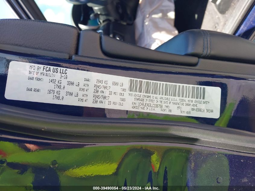 2018 Jeep Grand Cherokee Laredo E 4X2 VIN: 1C4RJEAG9JC338798 Lot: 39490054