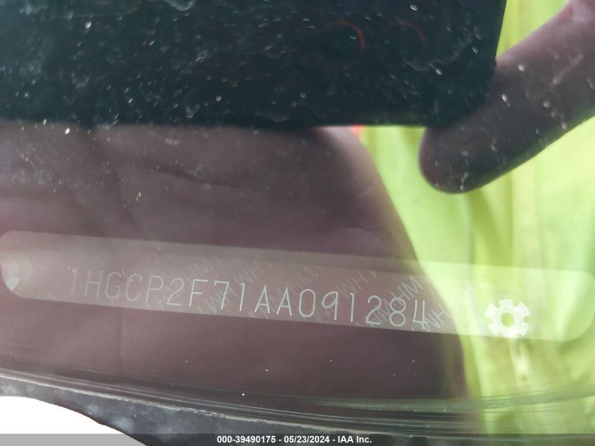 2010 Honda Accord 2.4 Ex VIN: 1HGCP2F71AA091284 Lot: 39490175