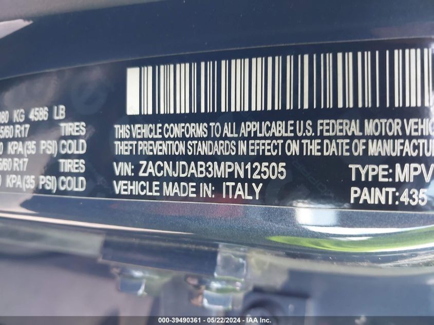 2021 Jeep Renegade Freedom Edition 4X4 VIN: ZACNJDAB3MPN12505 Lot: 39490361