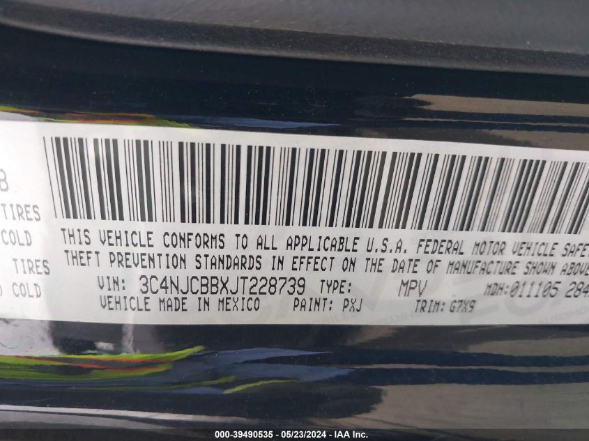 2018 JEEP COMPASS LATITUDE - 3C4NJCBBXJT228739