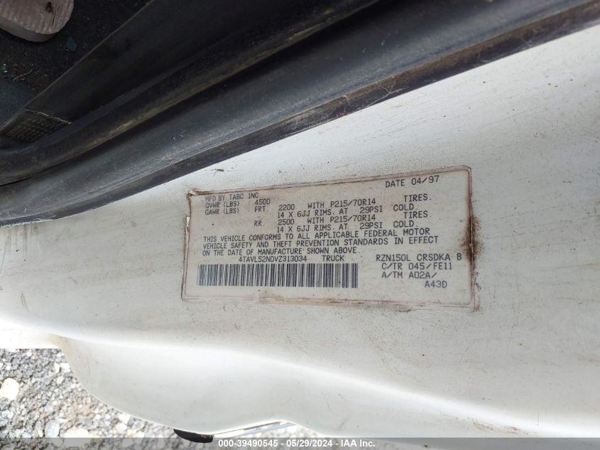 1997 Toyota Tacoma VIN: 4TAVL52N0VZ313034 Lot: 39490545