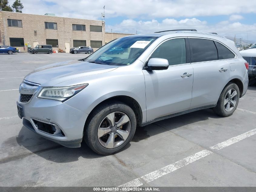 2014 Acura Mdx VIN: 5FRYD4H29EB018802 Lot: 39490753