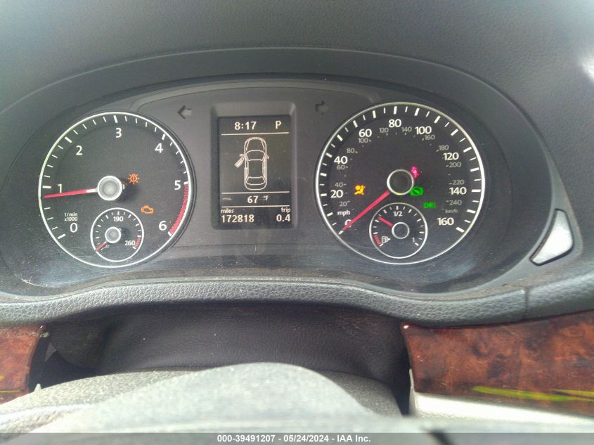 2012 Volkswagen Passat 2.0L Tdi Sel Premium VIN: 1VWCN7A33CC039018 Lot: 39491207