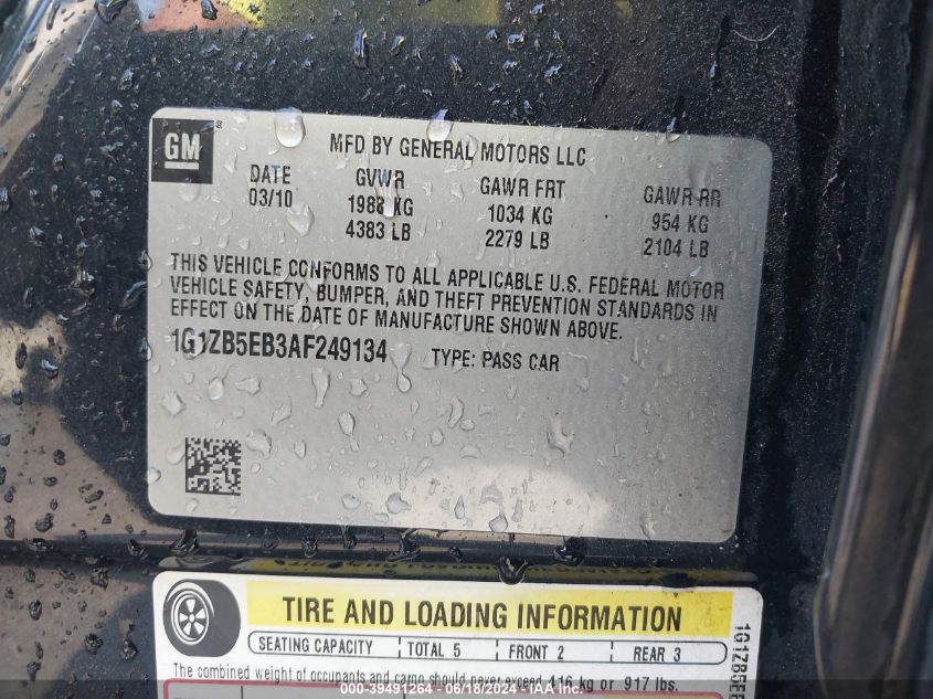 2010 Chevrolet Malibu Ls VIN: 1G1ZB5EB3AF249134 Lot: 39491264