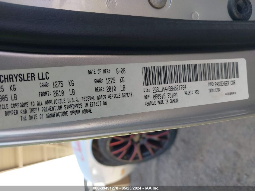 2009 Dodge Challenger Se VIN: 2B3LJ44V39H521764 Lot: 39491270