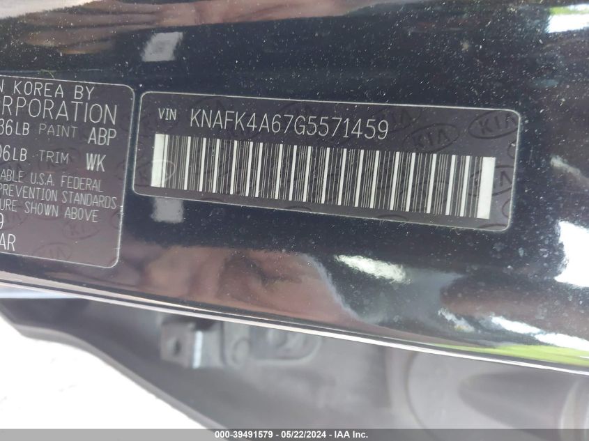 2016 Kia Forte Lx VIN: KNAFK4A67G5571459 Lot: 39491579