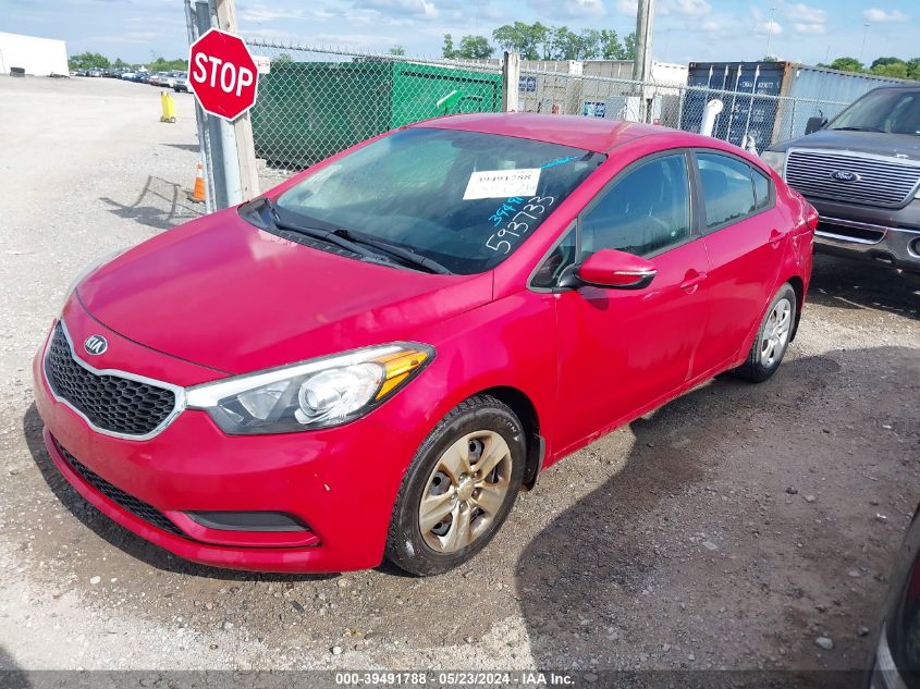 2016 Kia Forte Lx VIN: KNAFX4A6XG5593733 Lot: 39491788