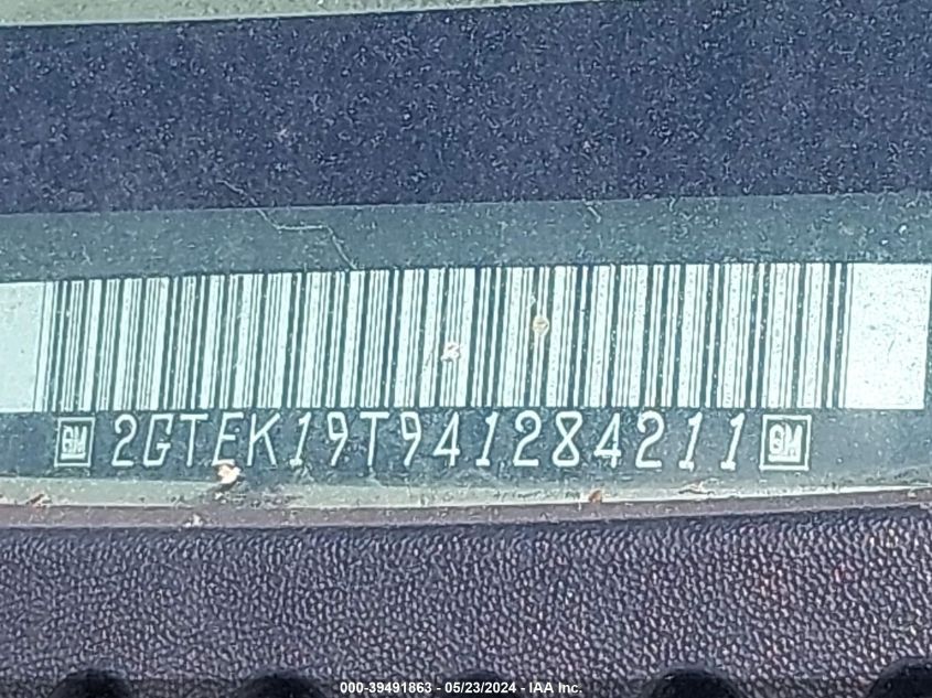 2004 GMC Sierra 1500 Sle VIN: 2GTEK19T941284211 Lot: 39491863
