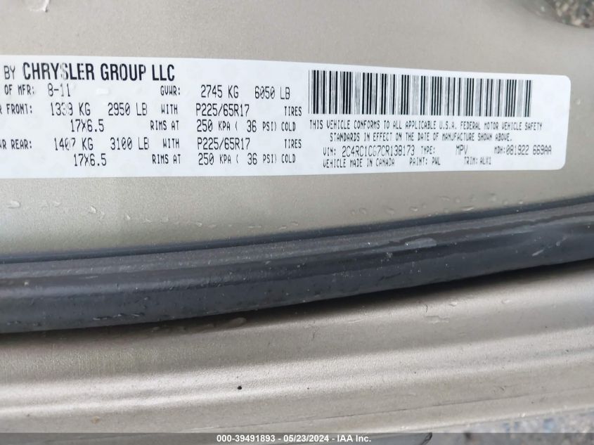 2012 Chrysler Town & Country Touring-L VIN: 2C4RC1CG7CR138173 Lot: 39491893