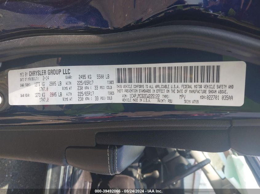 2014 Jeep Cherokee Latitude VIN: 1C4PJMCB2EW225122 Lot: 39492066
