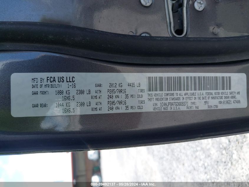 2016 JEEP PATRIOT SPORT - 1C4NJPBA7GD669371