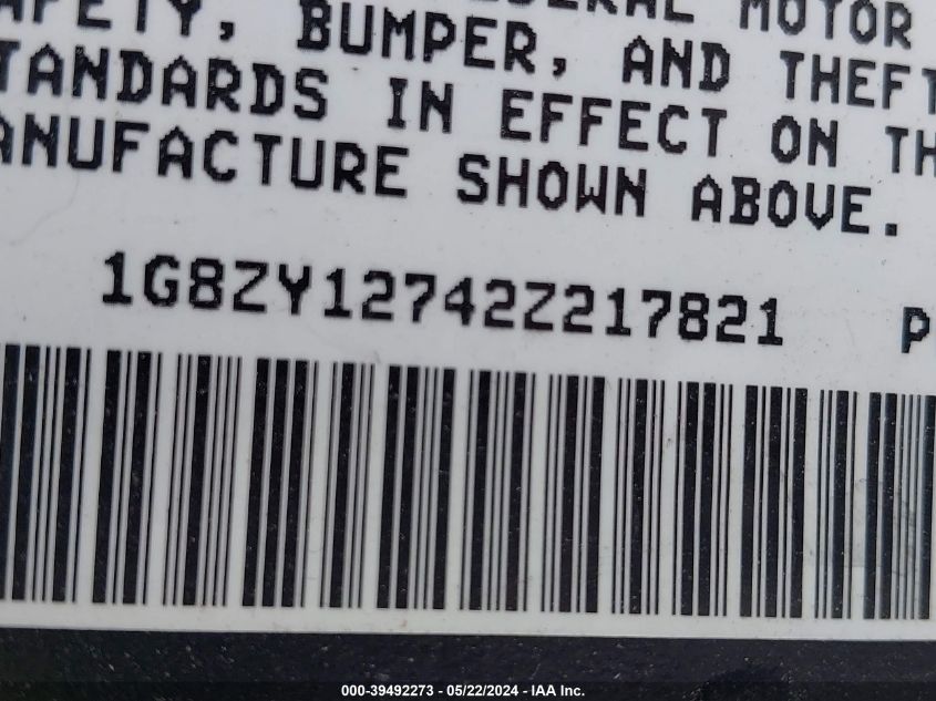 2002 Saturn S-Series Sc2 VIN: 1G8ZY12742Z217821 Lot: 39492273
