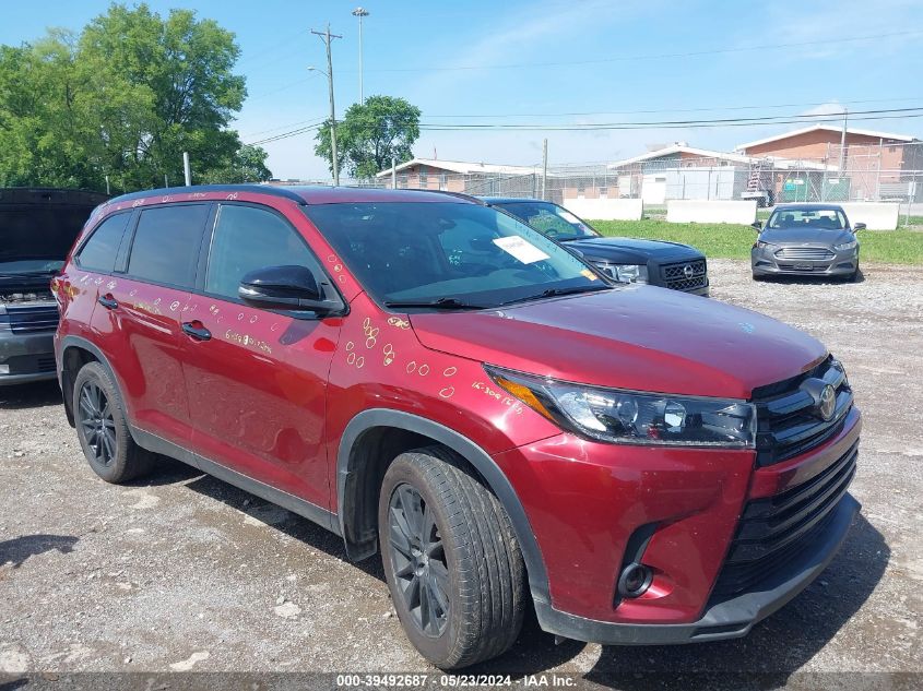 2019 Toyota Highlander Se VIN: 5TDJZRFH0KS967428 Lot: 39492687