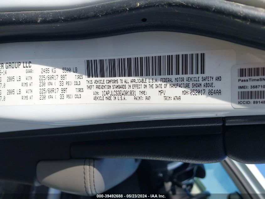 2014 Jeep Cherokee Latitude VIN: 1C4PJLCS3EW301831 Lot: 39492688