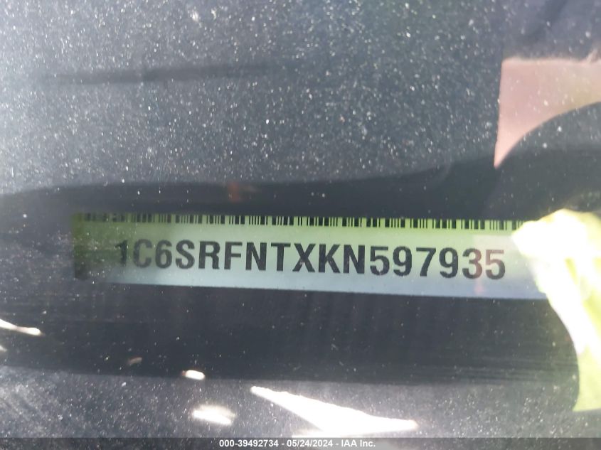 2019 Ram 1500 Tradesman VIN: 1C6SRFNTXKN597935 Lot: 39492734