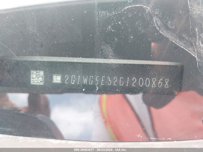 2012 Chevrolet Impala Lt VIN: 2G1WG5E32C1200868 Lot: 39493017