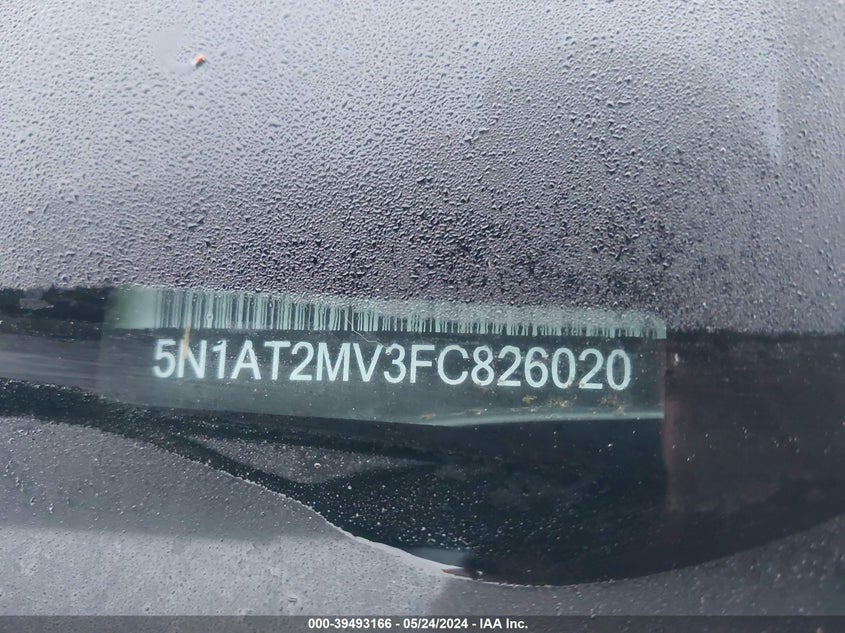 2015 Nissan Rogue Sv VIN: 5N1AT2MV3FC826020 Lot: 39493166
