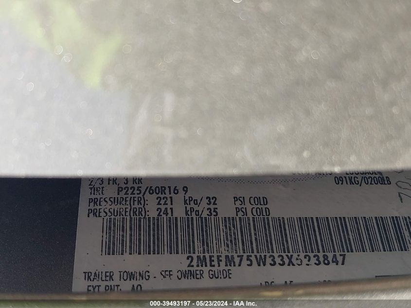 2003 Mercury Grand Marquis Ls VIN: 2MEFM75W33X623847 Lot: 39493197