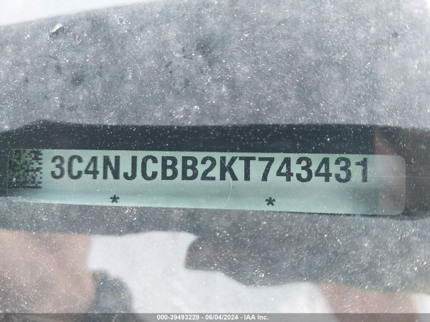 2019 Jeep Compass Latitude Fwd VIN: 3C4NJCBB2KT743431 Lot: 39493229