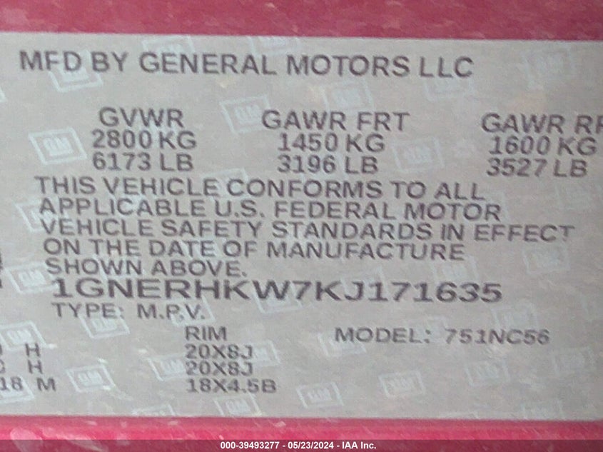 2019 CHEVROLET TRAVERSE 3LT - 1GNERHKW7KJ171635