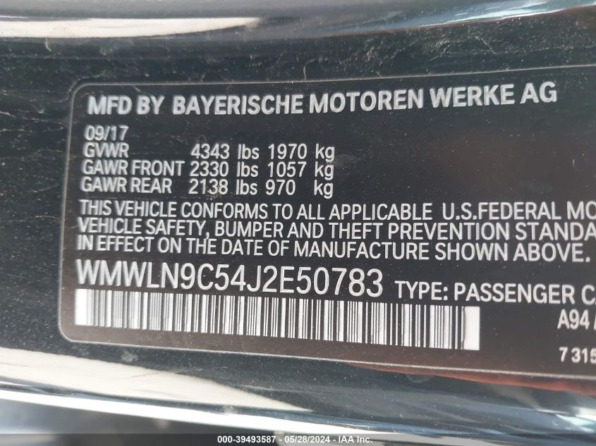 2018 Mini Clubman Cooper S VIN: WMWLN9C54J2E50783 Lot: 39493587