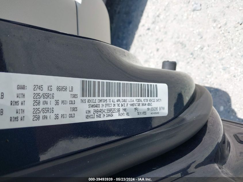 2009 Chrysler Town & Country Touring VIN: 2A8HR54199R525188 Lot: 39493939