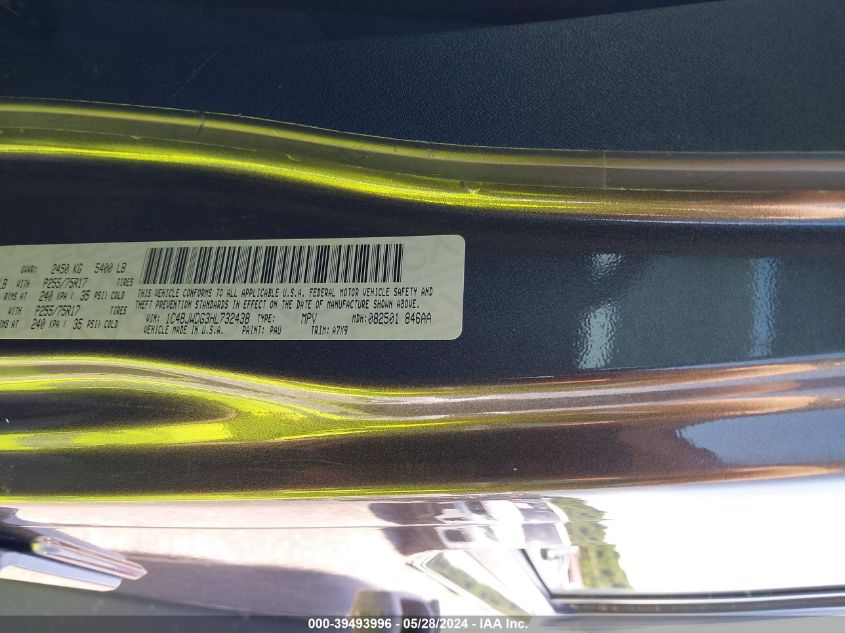 2017 Jeep Wrangler Unlimited Sport 4X4 VIN: 1C4BJWDG3HL732438 Lot: 39493996