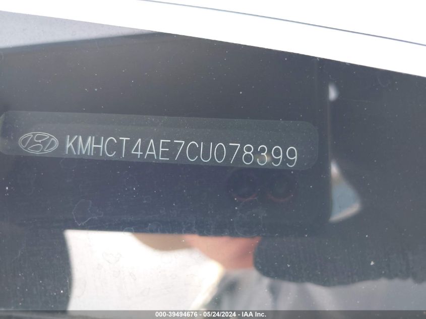 2012 Hyundai Accent Gls VIN: KMHCT4AE7CU078399 Lot: 39494676