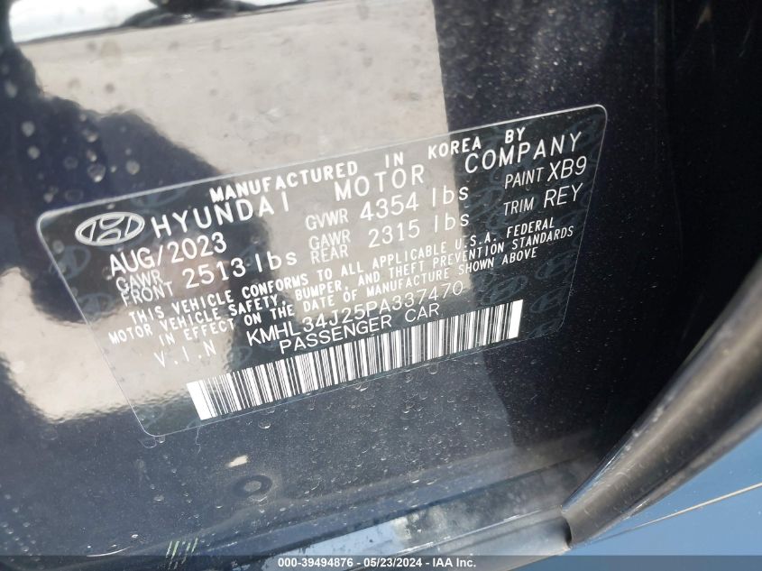 2023 Hyundai Sonata Limited VIN: KMHL34J25PA337470 Lot: 39494876