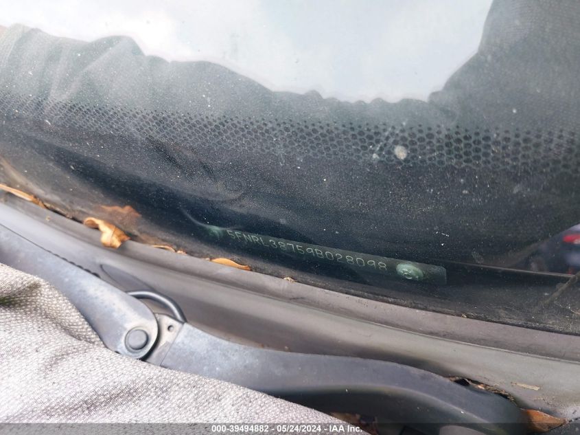 2009 Honda Odyssey Ex-L VIN: 5FNRL38759B028098 Lot: 39494882