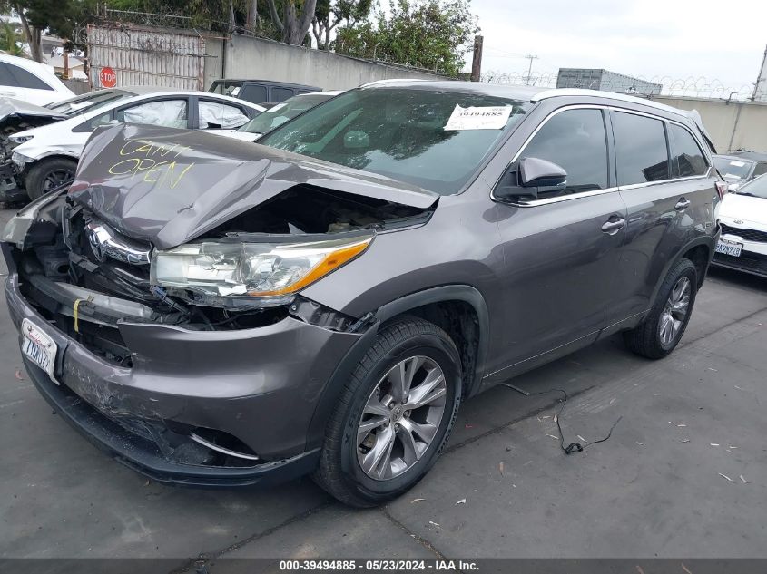 2015 Toyota Highlander Xle V6 VIN: 5TDKKRFH1FS112106 Lot: 39494885