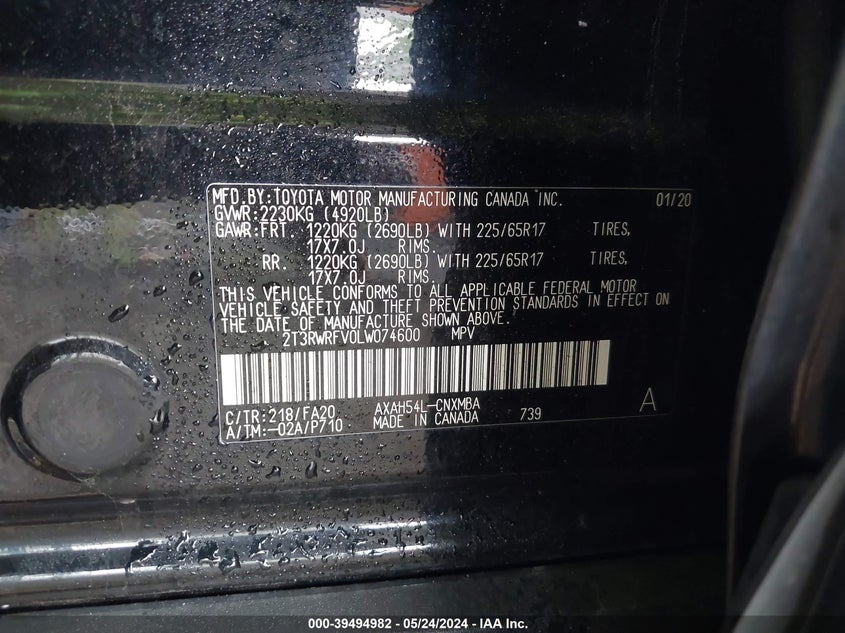 2020 TOYOTA RAV4 XLE HYBRID - 2T3RWRFV0LW074600