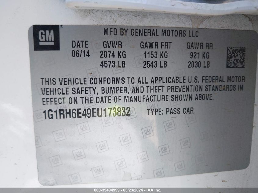 2014 CHEVROLET VOLT - 1G1RH6E49EU173832