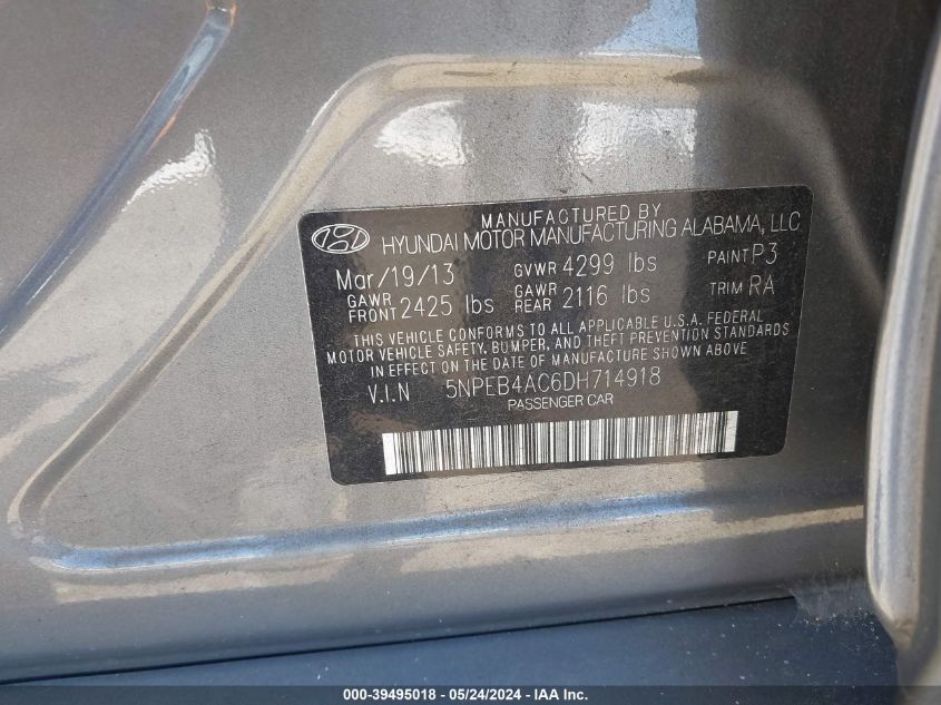 2013 HYUNDAI SONATA GLS - 5NPEB4AC6DH714918