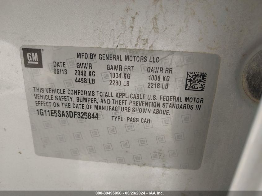 2013 Chevrolet Malibu 2Lt VIN: 1G11E5SA3DF325844 Lot: 39495056