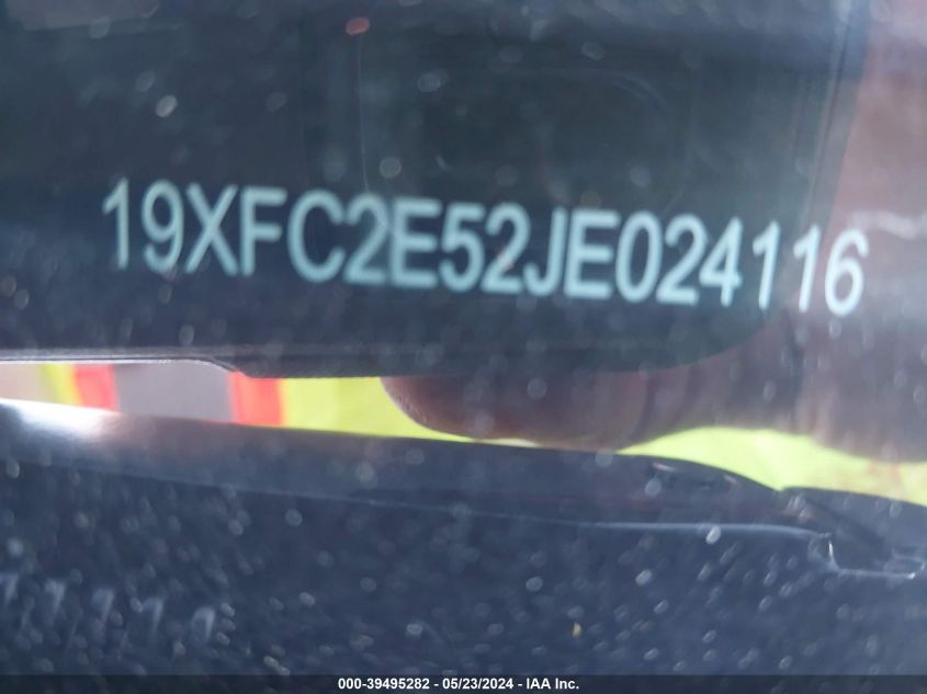 2018 Honda Civic Lx VIN: 19XFC2E52JE024116 Lot: 39495282