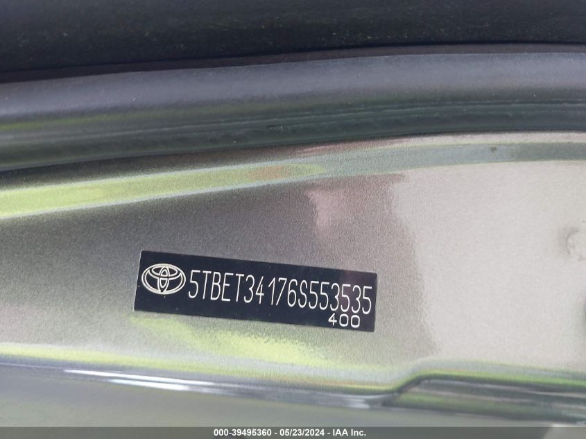 2006 Toyota Tundra Sr5 V8 VIN: 5TBET34176S553535 Lot: 39495360