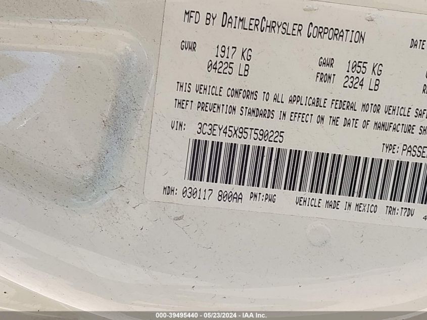 2005 Chrysler Pt Cruiser VIN: 3C3EY45X95T590225 Lot: 39495440