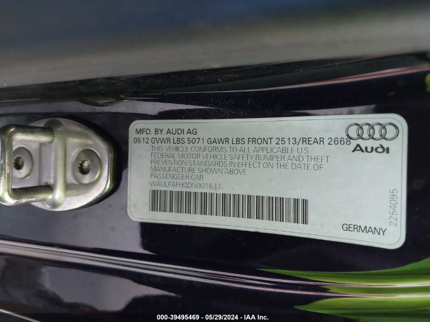 WAULFAFH0DN001637 2013 Audi A5 2.0T Premium