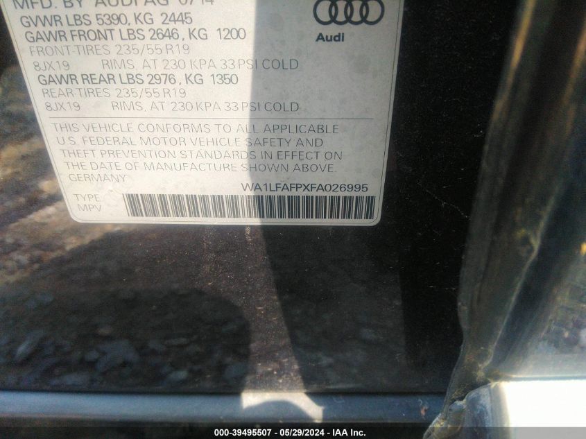 WA1LFAFPXFA026995 2015 Audi Q5 2.0T Premium