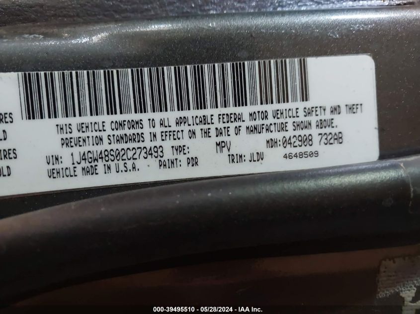 2002 Jeep Grand Cherokee Laredo VIN: 1J4GW48S02C273493 Lot: 39495510