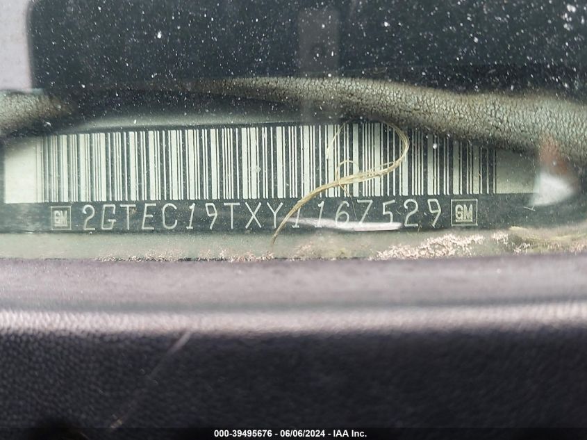 2000 GMC Sierra 1500 Sle VIN: 2GTEC19TXY1167529 Lot: 39495676