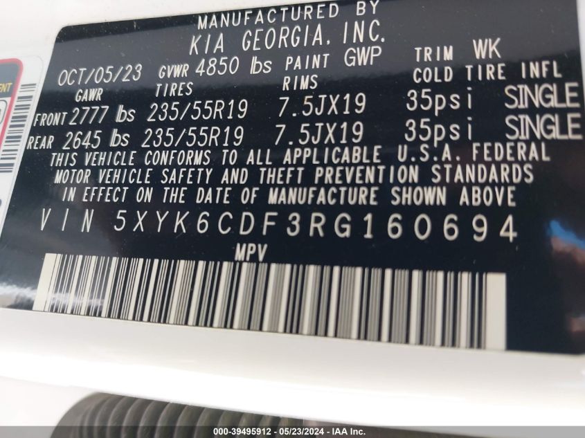 2024 Kia Sportage X-Line VIN: 5XYK6CDF3RG160694 Lot: 39495912
